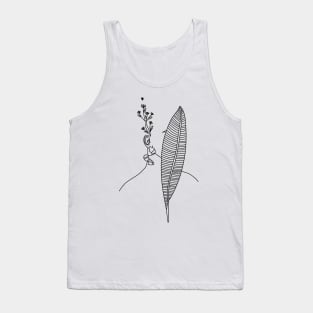 Shy Woman behind tropical leaf Tank Top